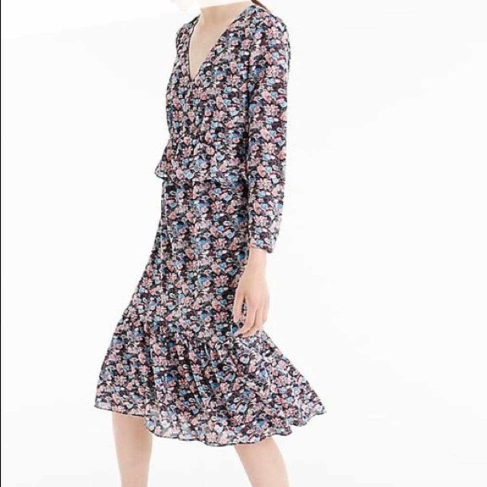 Jcrew ruffle hem dress- paisley floral print